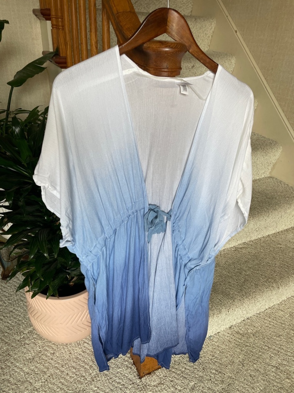 Ombre Blue to White Lightweight Kimono Cover-Up